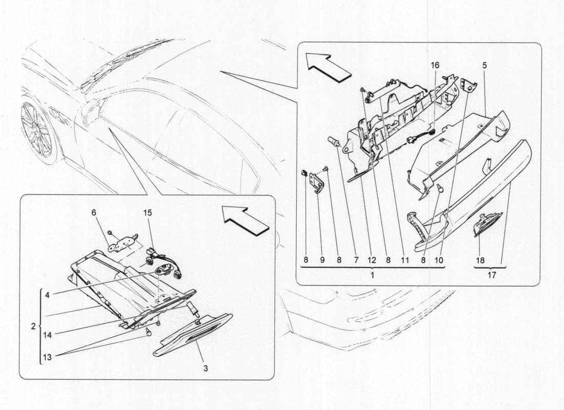 maserati qtp. v6 3.0 bt 410bhp 2015 dashboard glovebox part diagram