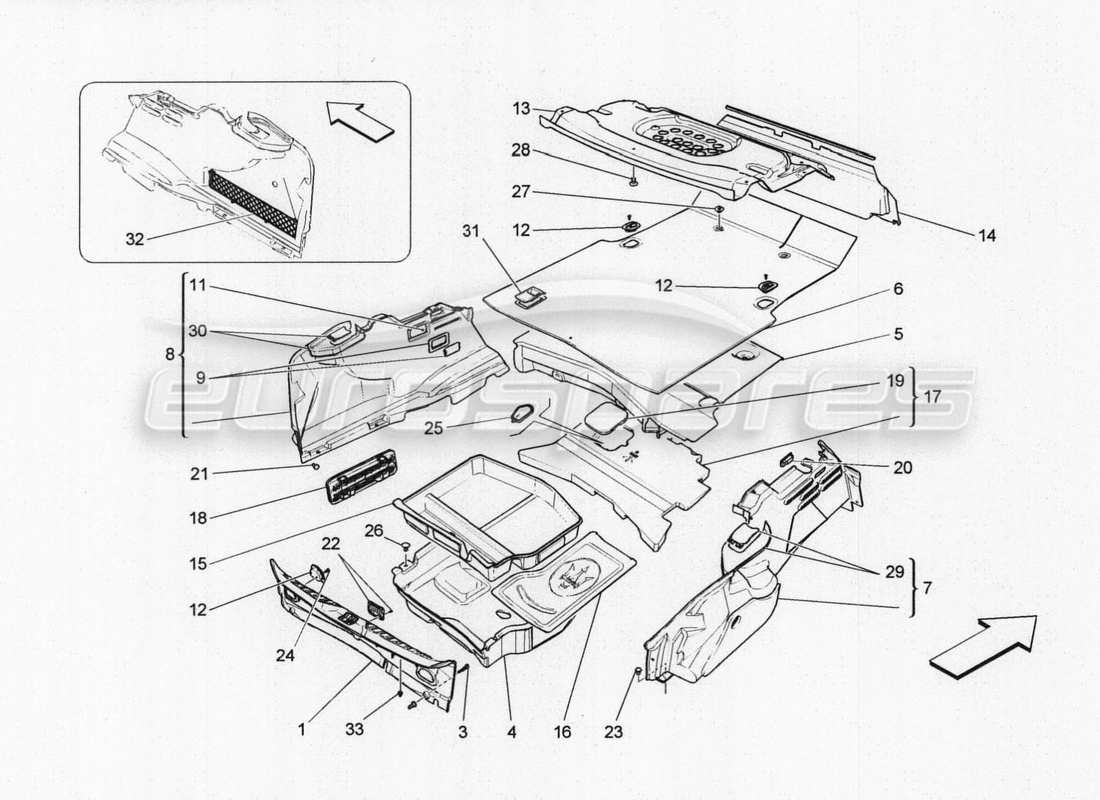 maserati qtp. v8 3.8 530bhp auto 2015 accessory console and rear console part diagram