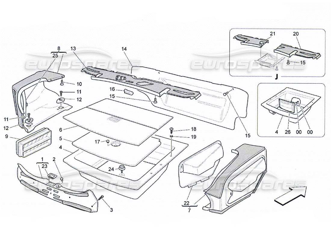 maserati qtp. (2010) 4.2 luggage compartment mats part diagram