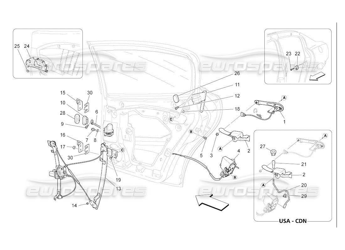 maserati qtp. (2007) 4.2 auto rear doors: mechanisms part diagram