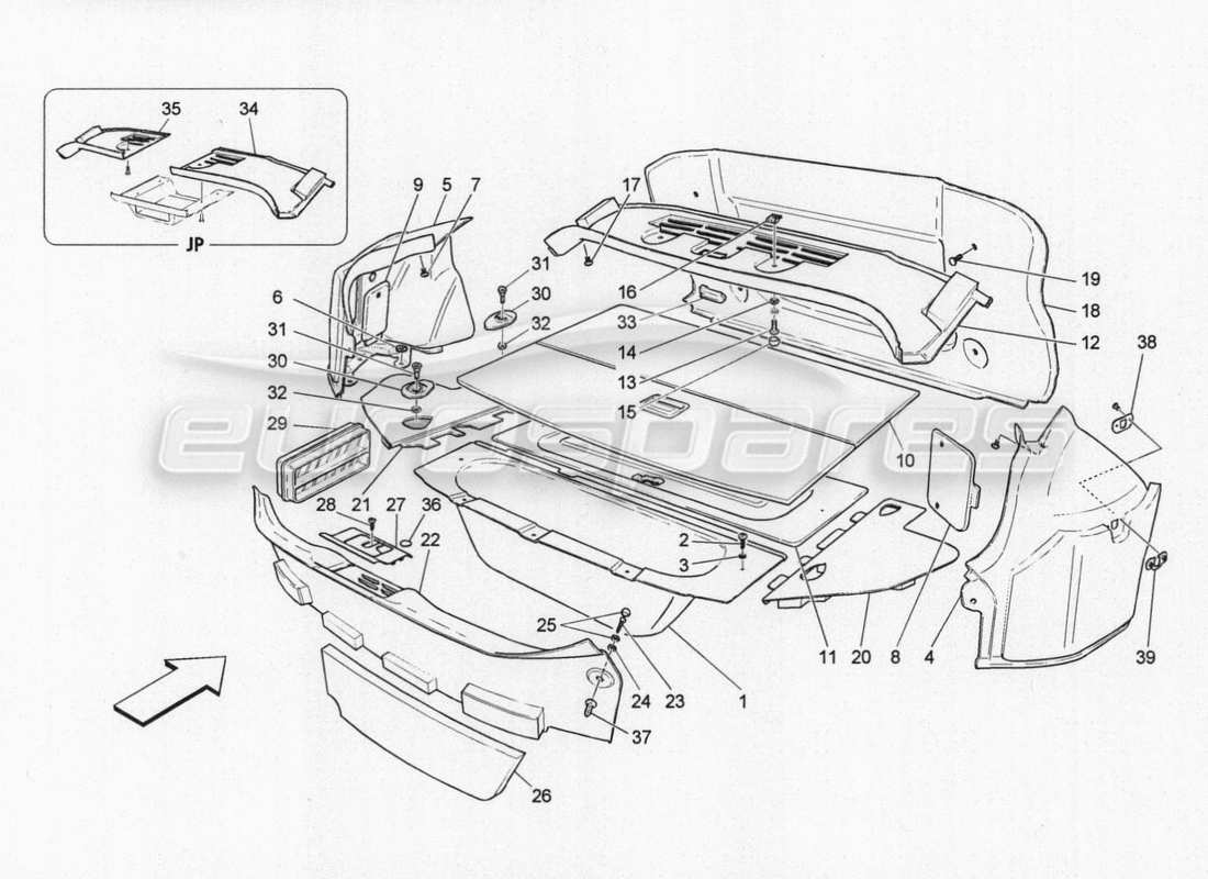 maserati granturismo special edition luggage compartment mats part diagram