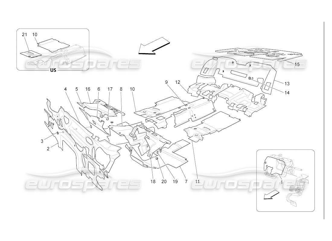 maserati qtp. (2007) 4.2 auto sound-proofing panels inside the vehicle part diagram