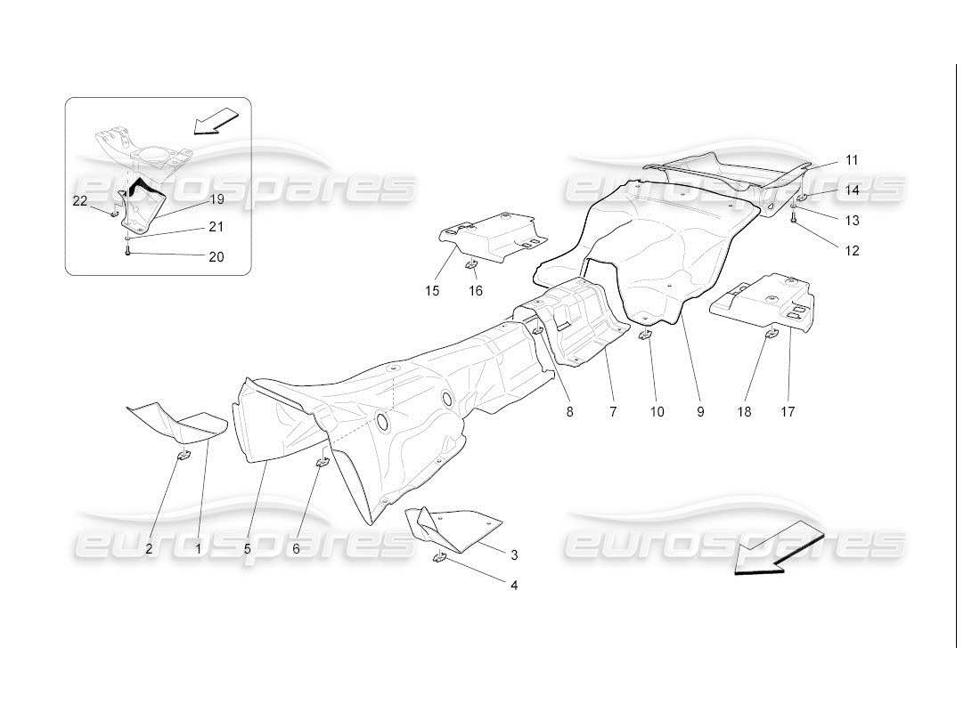 maserati qtp. (2007) 4.2 auto thermal insulating panels inside the vehicle part diagram