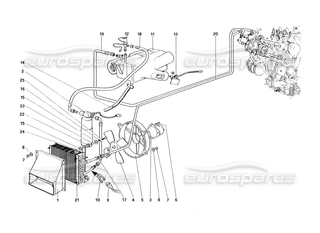 ferrari 328 (1985) air conditioning system parts diagram