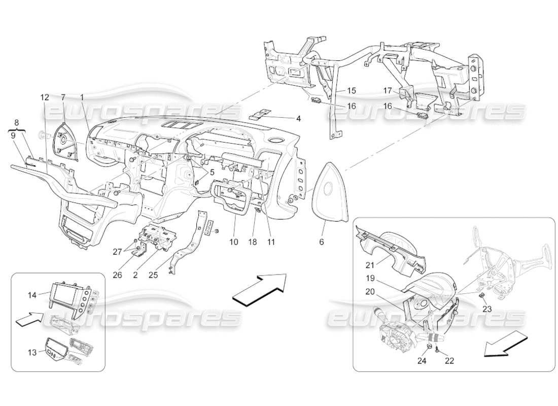 maserati grancabrio (2010) 4.7 dashboard unit part diagram