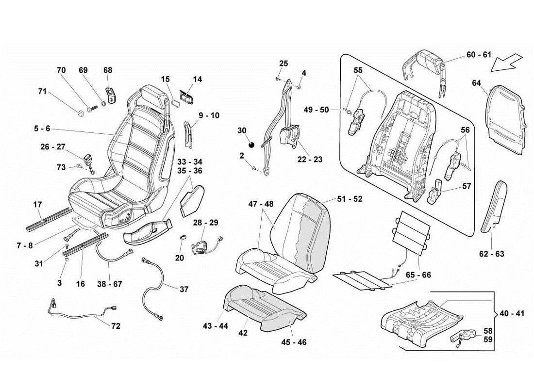 lamborghini gallardo lp570-4s perform seats and safety belts part diagram