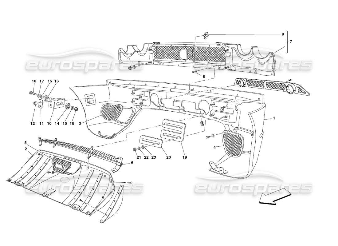 ferrari 430 challenge (2006) rear bumper part diagram