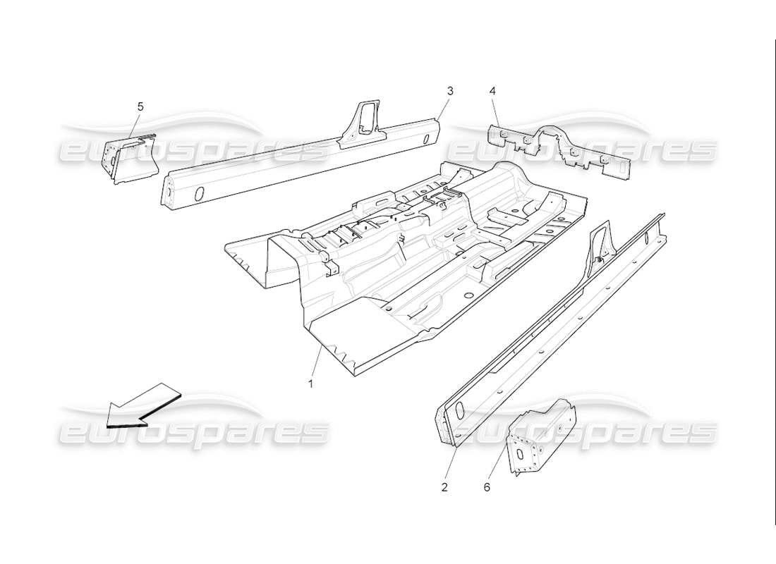 maserati qtp. (2006) 4.2 f1 central structural frames and sheet panels part diagram