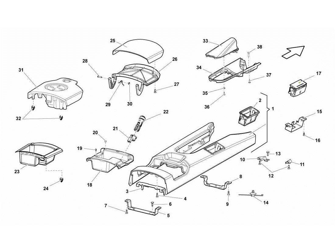 lamborghini gallardo lp560-4s update rear tunnel part diagram