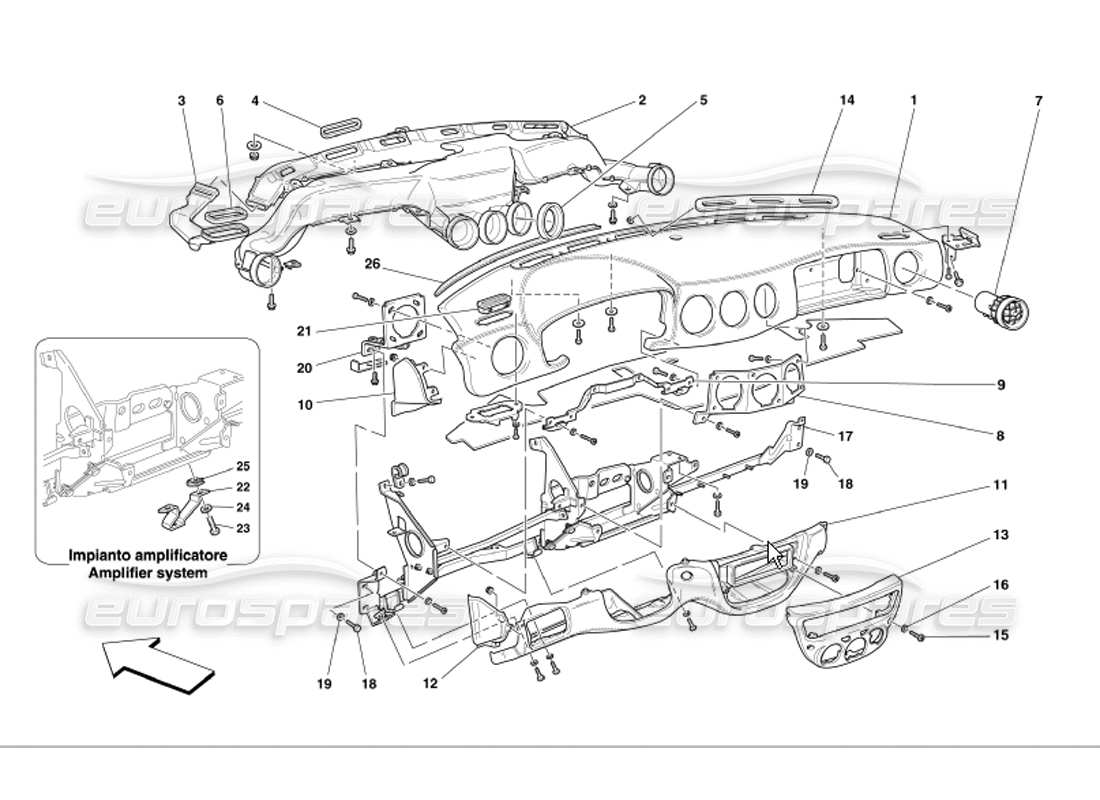 ferrari 360 modena dashboard part diagram