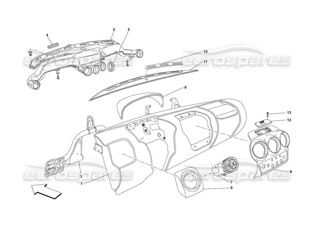 ferrari 430 challenge (2006) dashboard part diagram