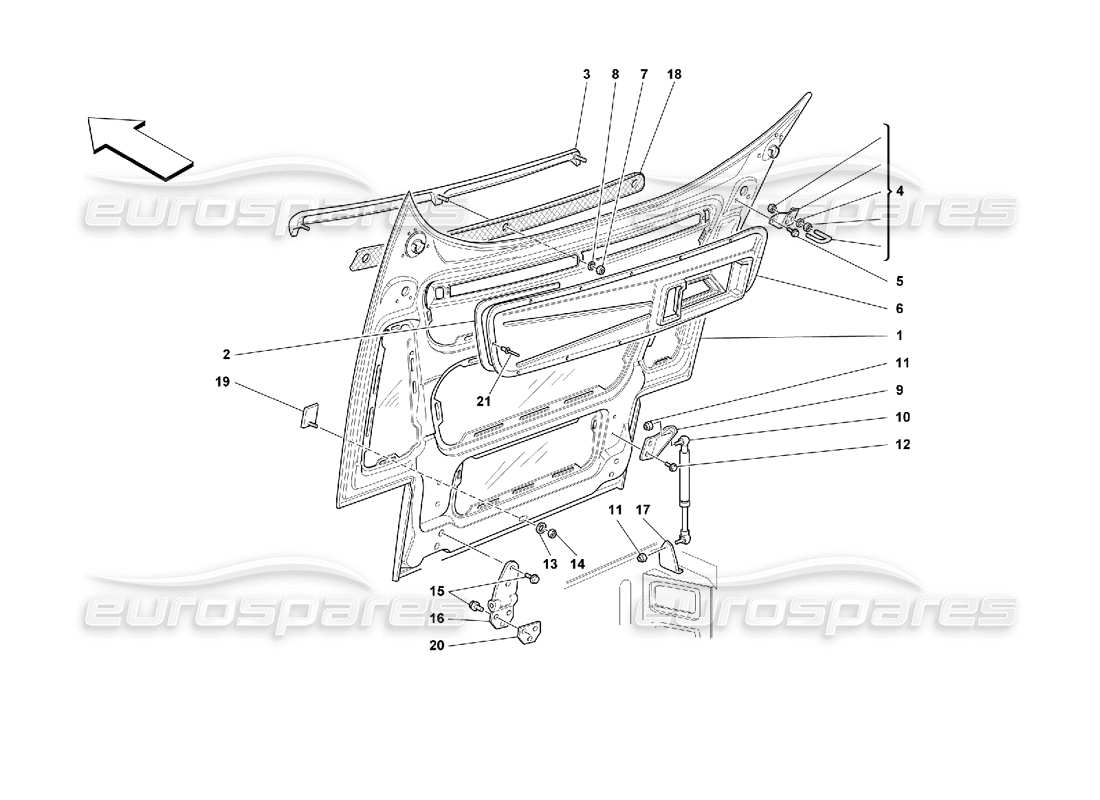 ferrari 355 (2.7 motronic) front hood part diagram