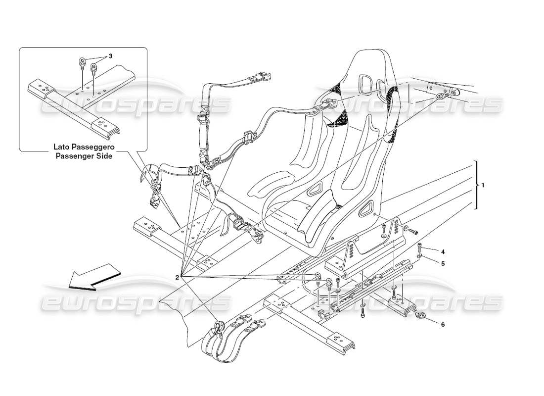 ferrari 430 challenge (2006) racing seat part diagram