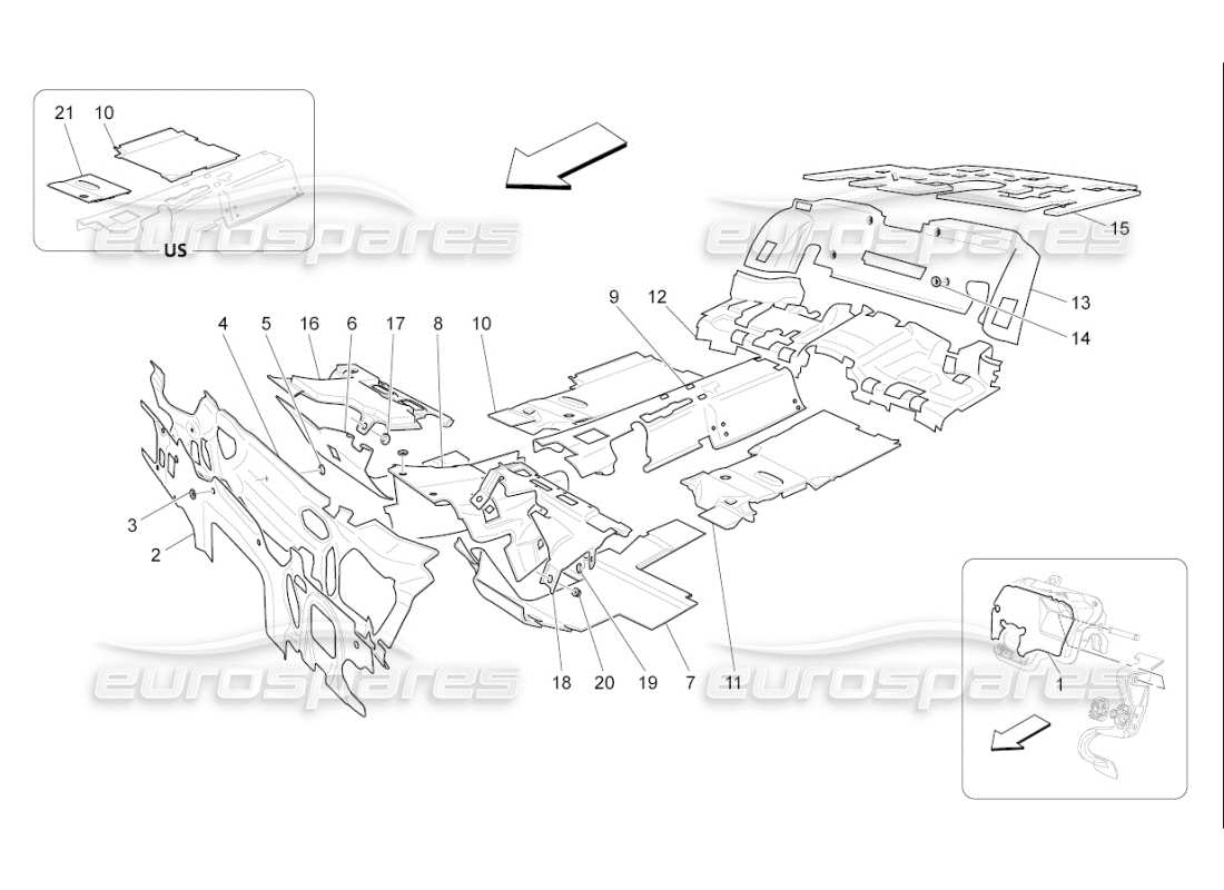 maserati qtp. (2007) 4.2 f1 sound-proofing panels inside the vehicle part diagram