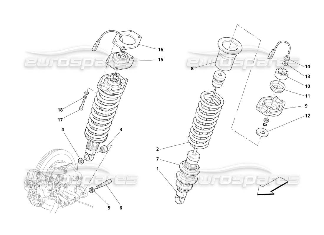 maserati qtp. (2003) 4.2 rear suspension parts part diagram