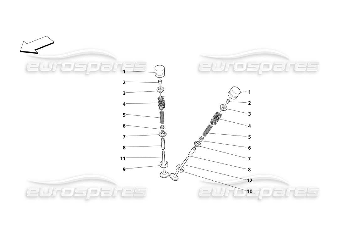 maserati qtp. (2003) 4.2 valves part diagram