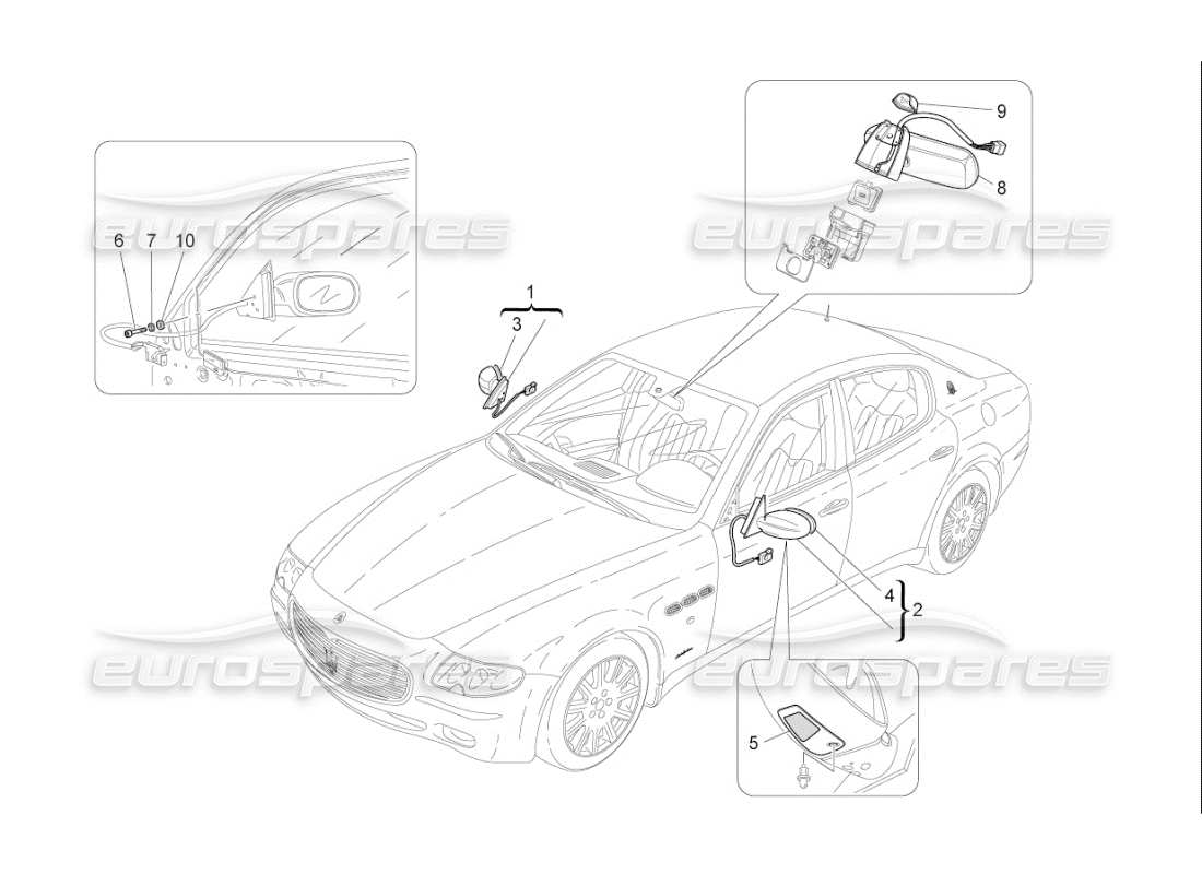 maserati qtp. (2007) 4.2 f1 internal and external rear-view mirrors part diagram