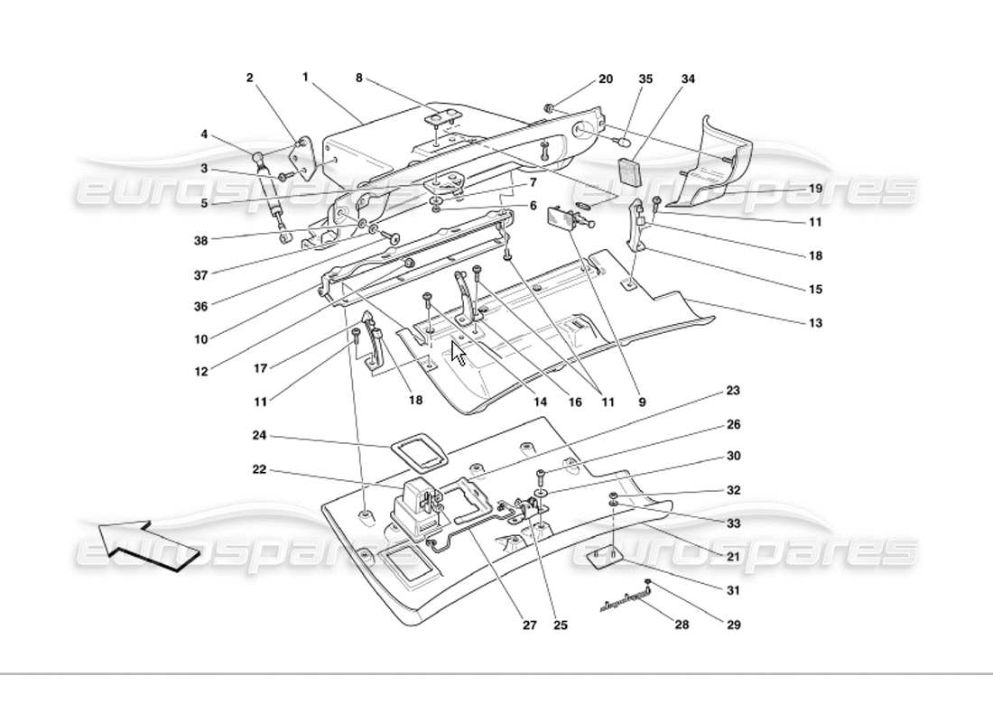 ferrari 360 modena dashboard drawer part diagram