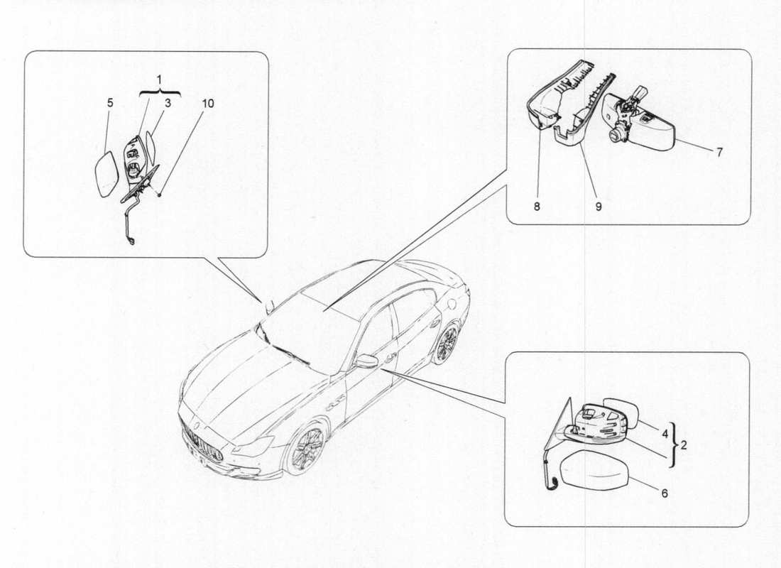 maserati qtp. v6 3.0 bt 410bhp 2015 internal and external mirrors part diagram