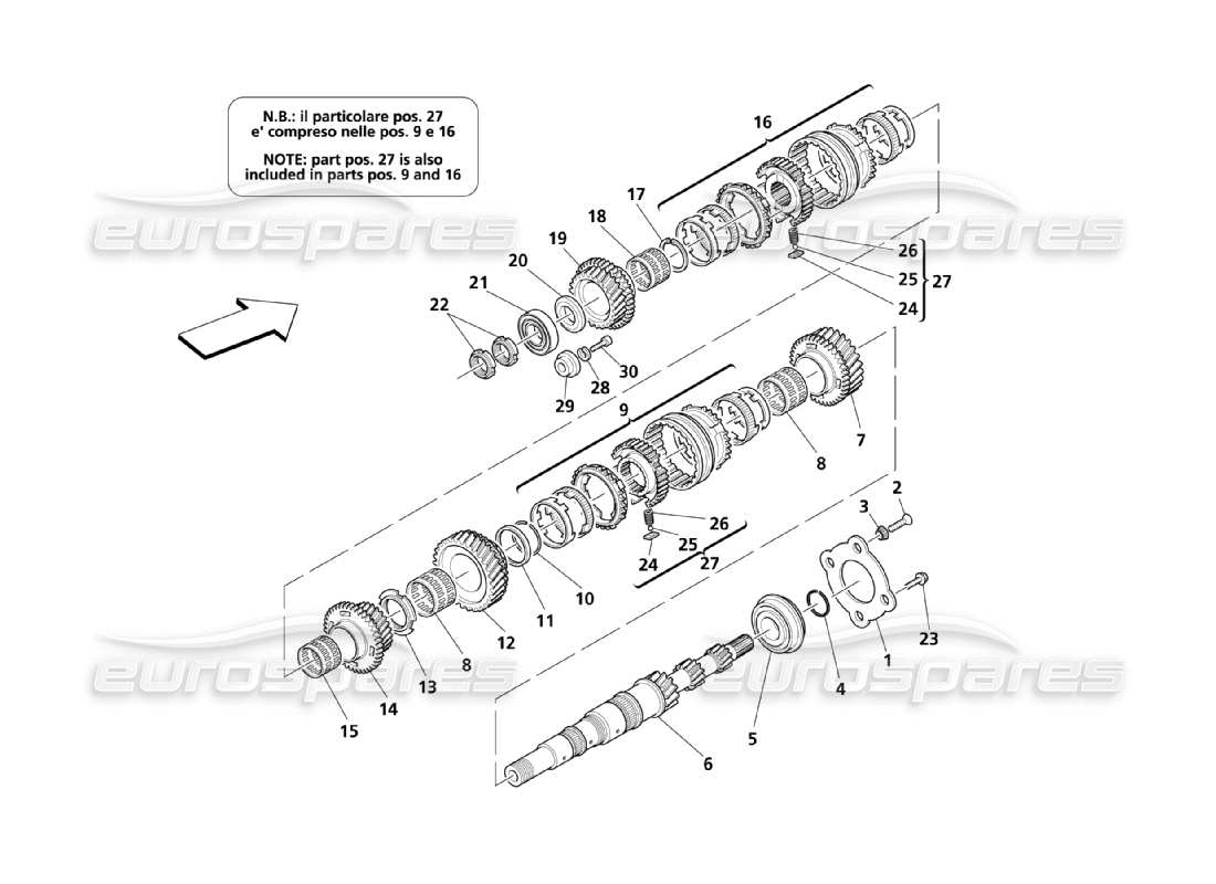 maserati qtp. (2003) 4.2 main shaft gears part diagram