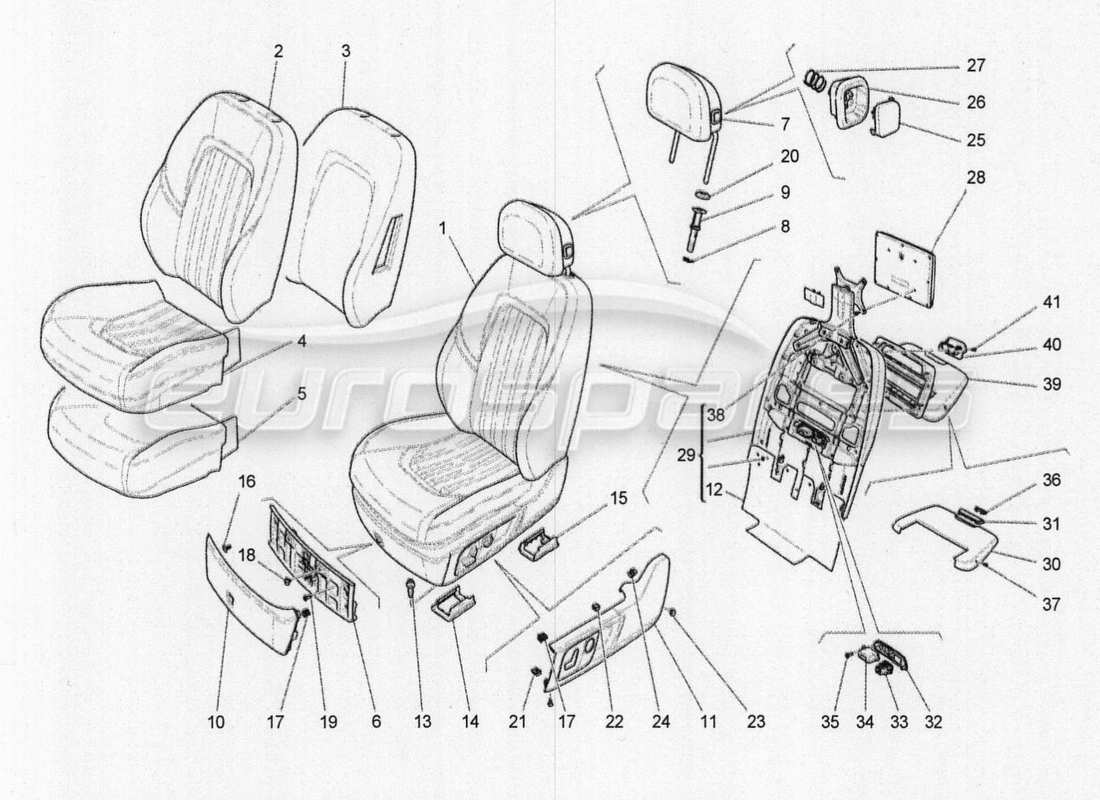 maserati qtp. v8 3.8 530bhp 2014 auto front seats: trim panels part diagram