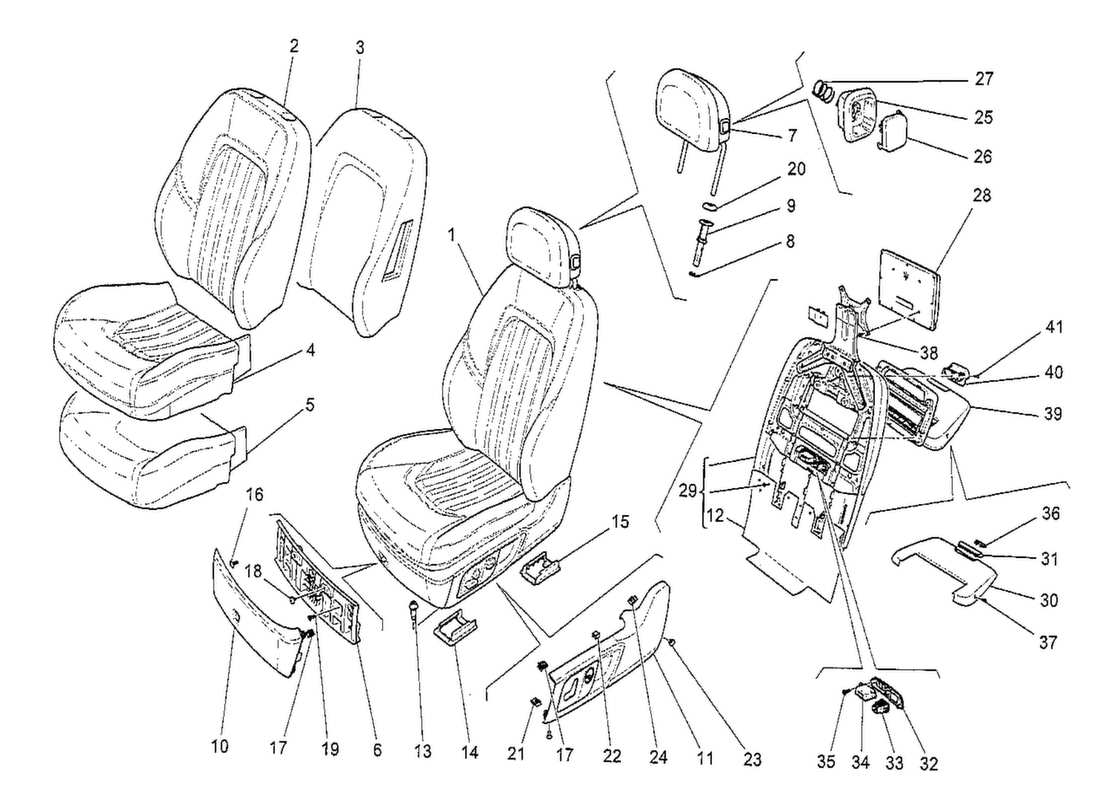 maserati qtp. v8 3.8 530bhp 2014 front seats: trim panels part diagram