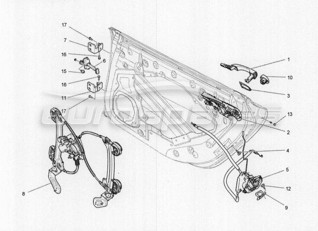 maserati qtp. v8 3.8 530bhp 2014 auto rear doors: mechanisms part diagram