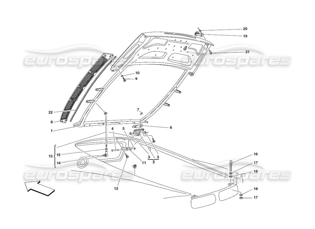 ferrari 430 challenge (2006) engine bonnet part diagram