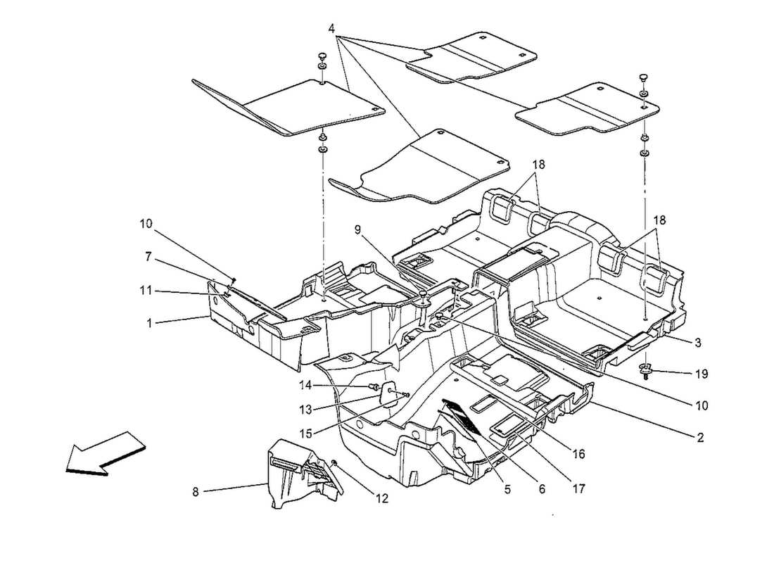 maserati qtp. v8 3.8 530bhp 2014 passenger compartment mats part diagram