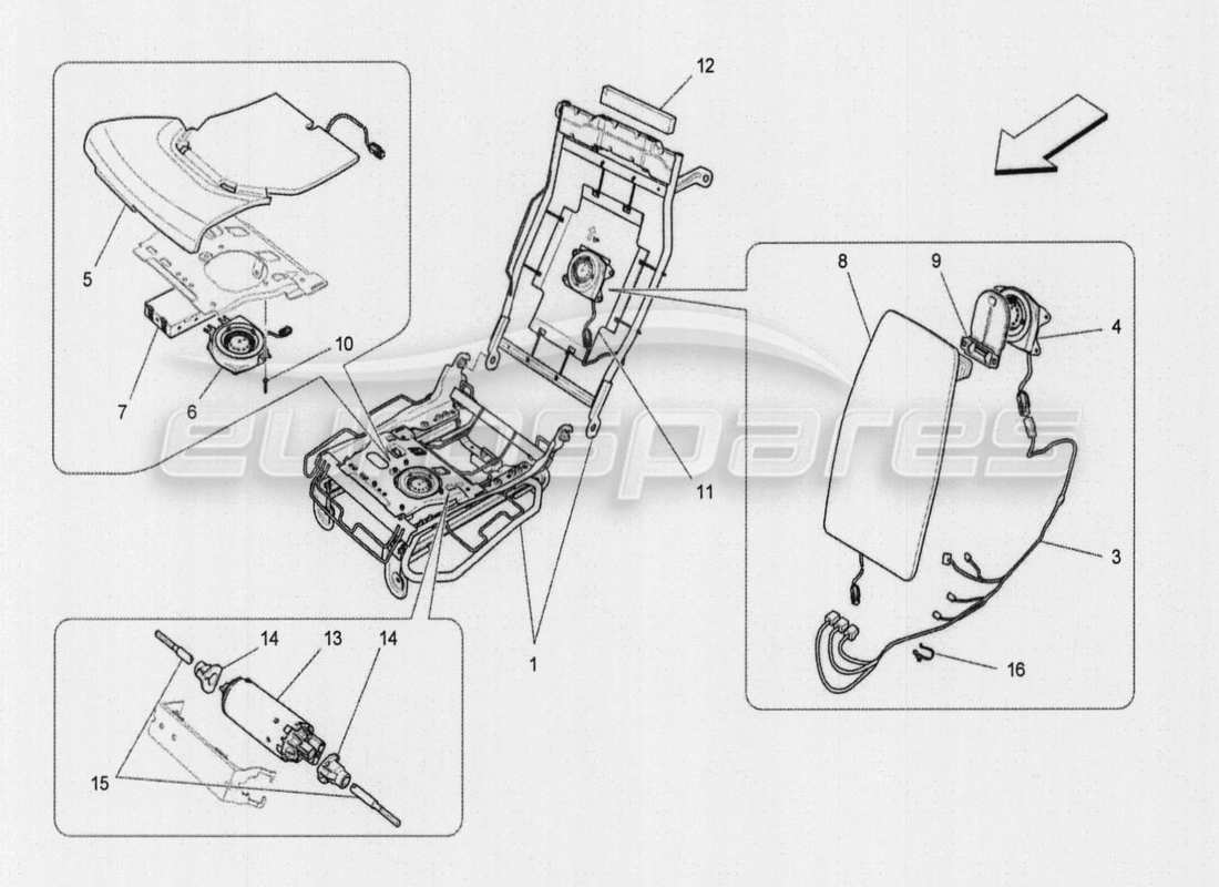 maserati qtp. v8 3.8 530bhp auto 2015 rear seats: trim panels part diagram