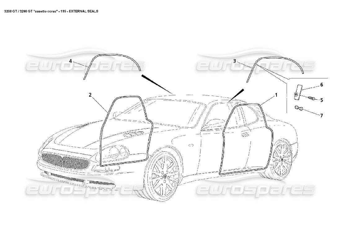 maserati 3200 gt/gta/assetto corsa external seals part diagram