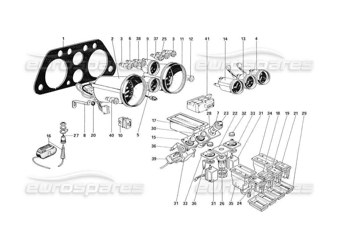 ferrari 328 (1985) instruments and accessories part diagram