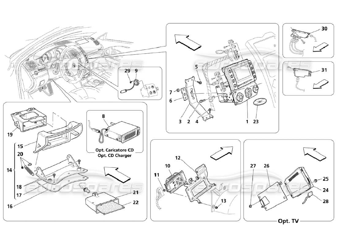 maserati qtp. (2006) 4.2 info-telematic system (page 1-3) parts diagram