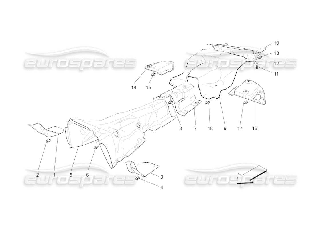 maserati grancabrio (2010) 4.7 thermal insulating panels inside the vehicle part diagram