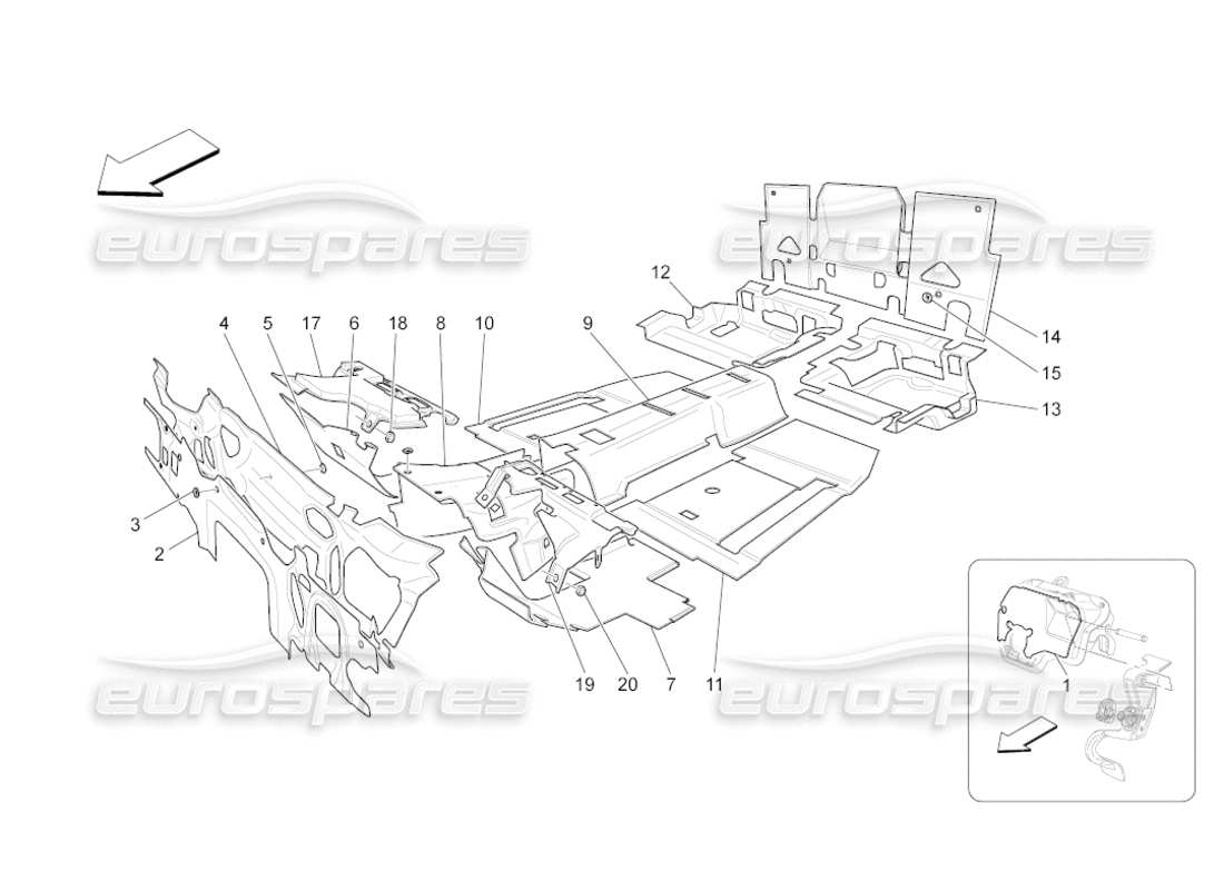 maserati grancabrio (2010) 4.7 sound-proofing panels inside the vehicle part diagram