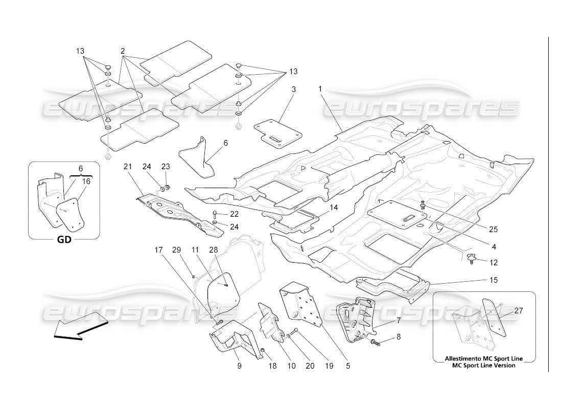 maserati qtp. (2007) 4.2 auto passenger compartment mats part diagram