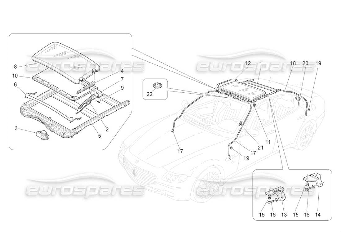 maserati qtp. (2009) 4.7 auto sunroof part diagram