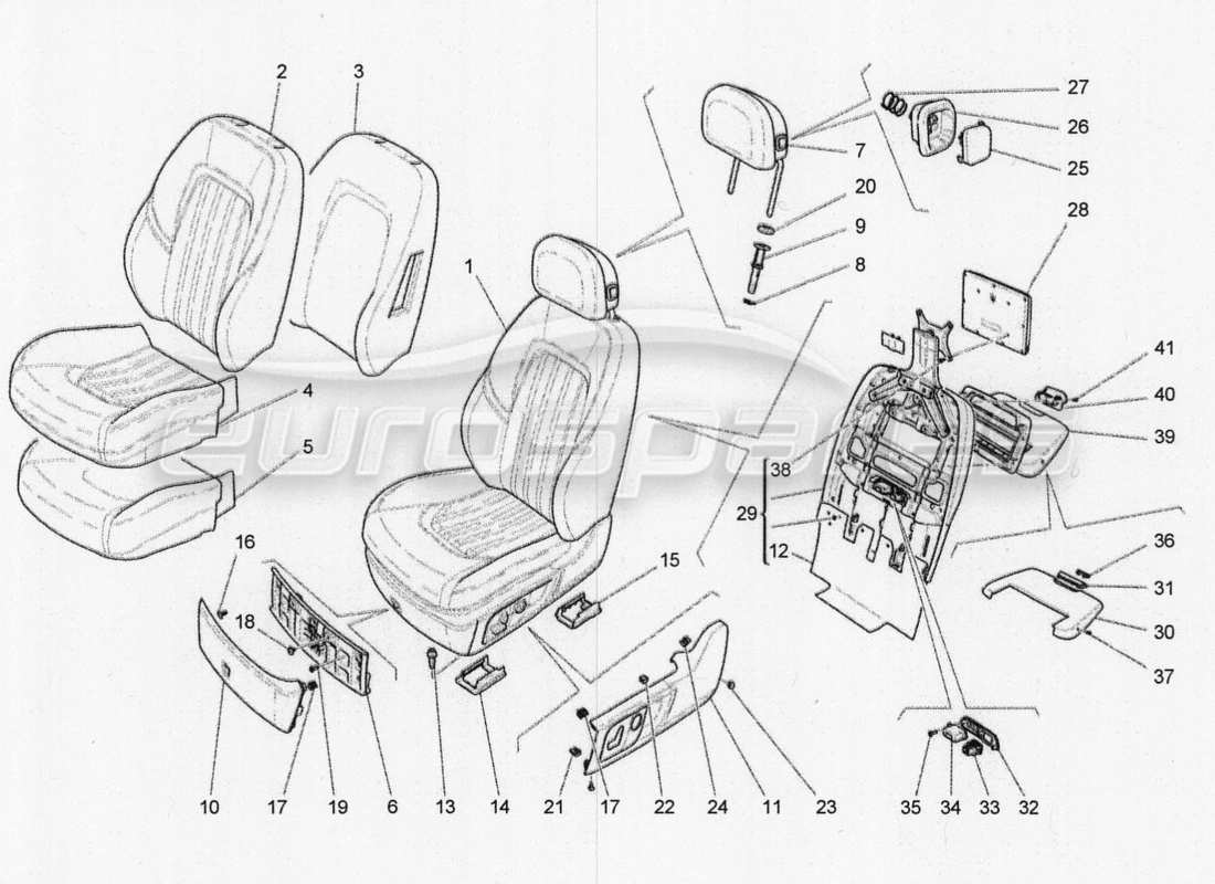 maserati qtp. v8 3.8 530bhp 2014 auto front seats: trim panels part diagram