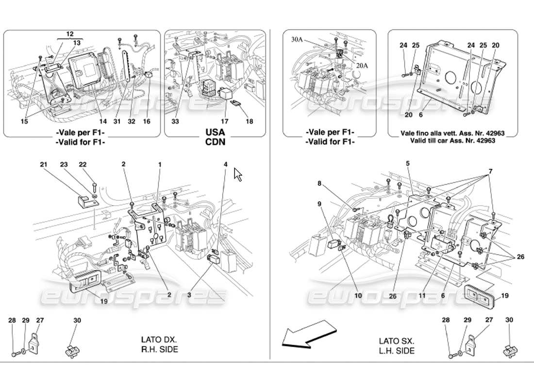 ferrari 360 modena rear passengers compartment control stations part diagram