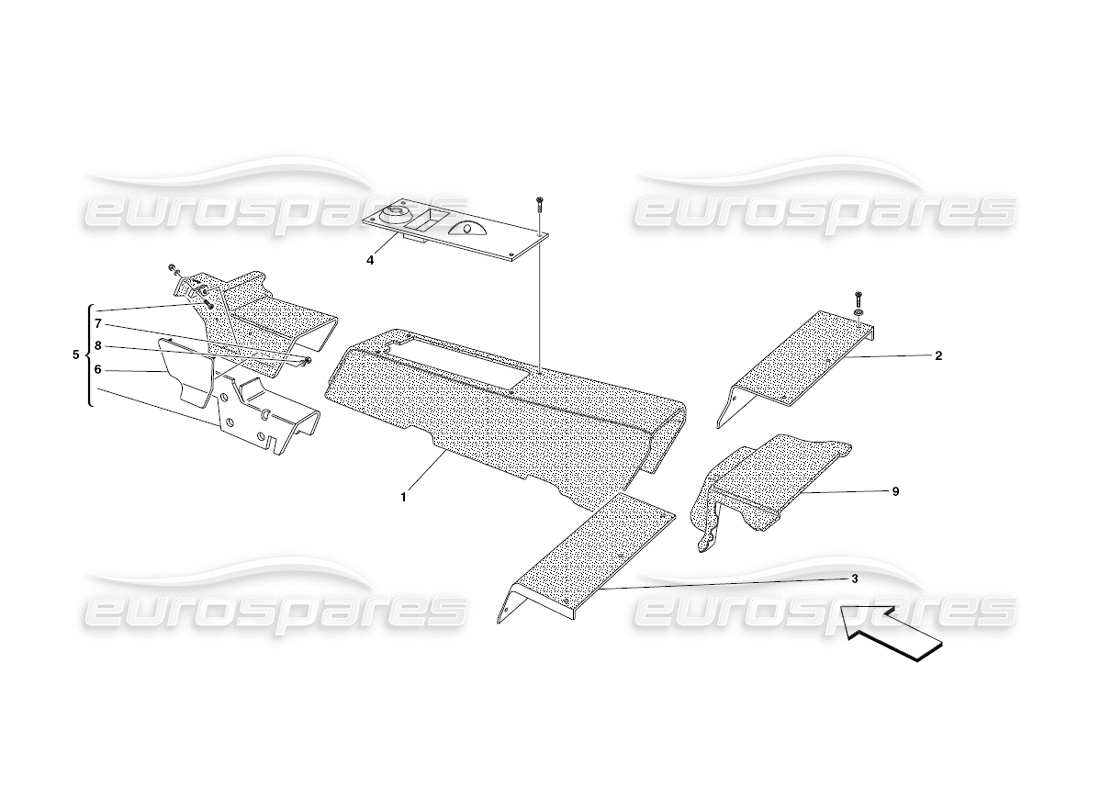 ferrari 430 challenge (2006) tunnel - framework and accessories part diagram