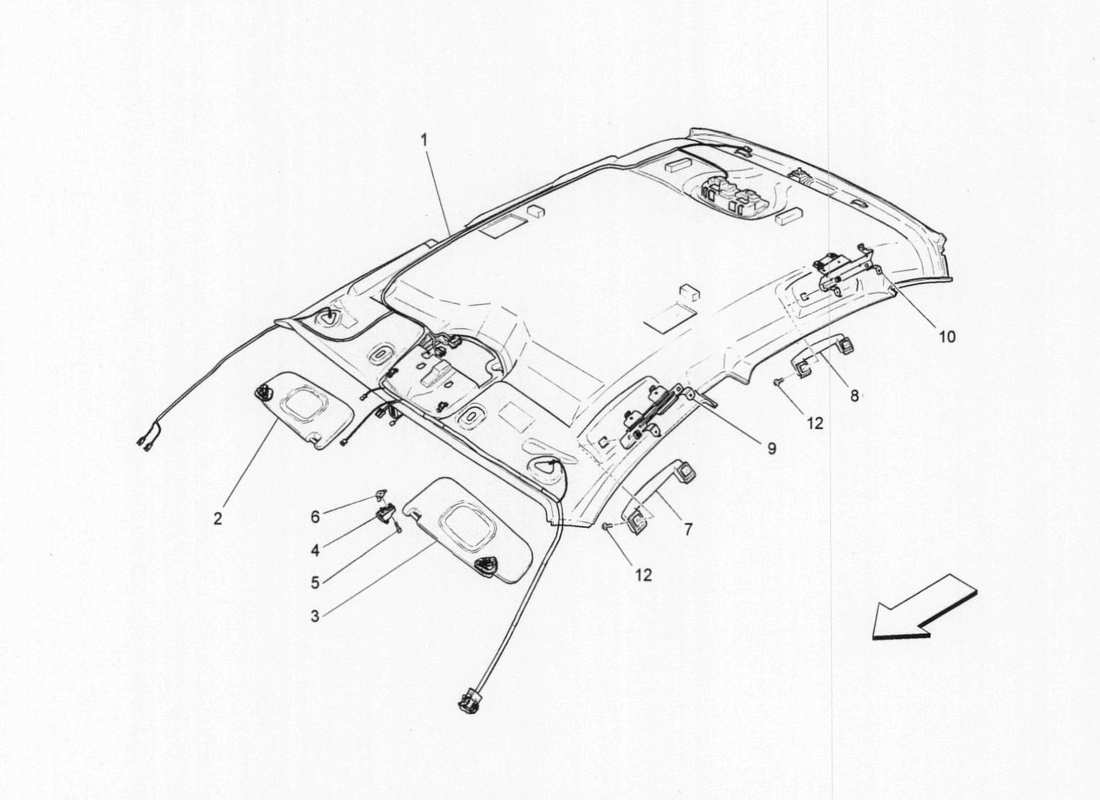 maserati qtp. v6 3.0 bt 410bhp 2015 roof and sun visors part diagram