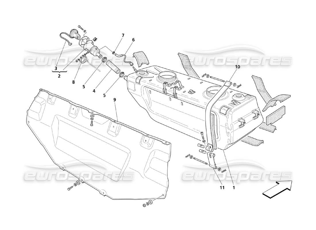 maserati qtp. (2003) 4.2 fuel tanks part diagram