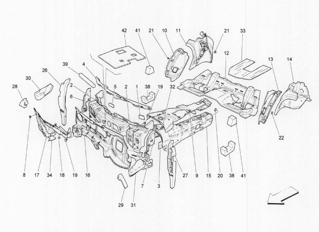 maserati qtp. v6 3.0 bt 410bhp 2015 sound-proofing panels inside part diagram