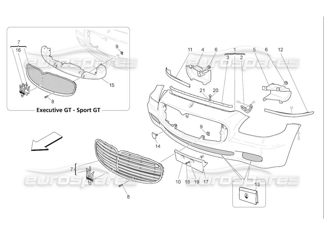 maserati qtp. (2006) 4.2 f1 front bumper part diagram