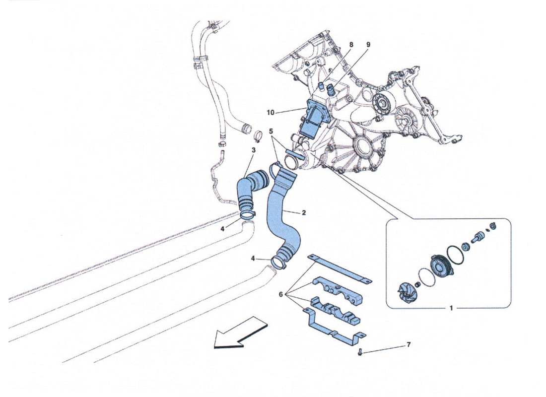 ferrari 458 challenge raffreddamento - pompa acqua part diagram