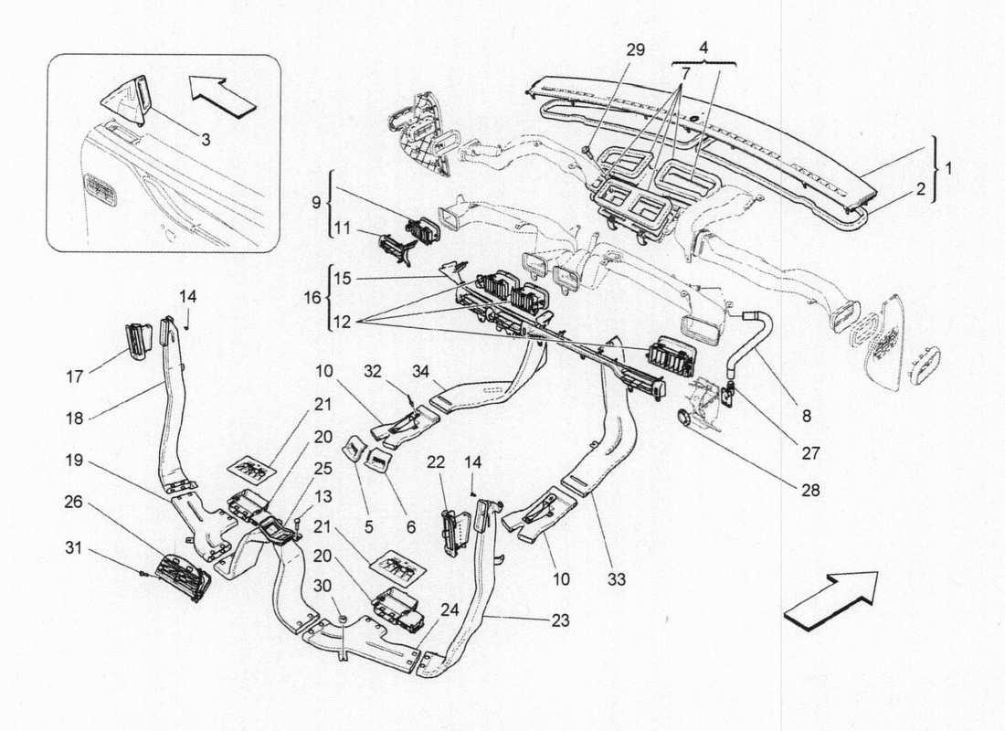 maserati qtp. v6 3.0 bt 410bhp 2015 a c unit: diffusion part diagram