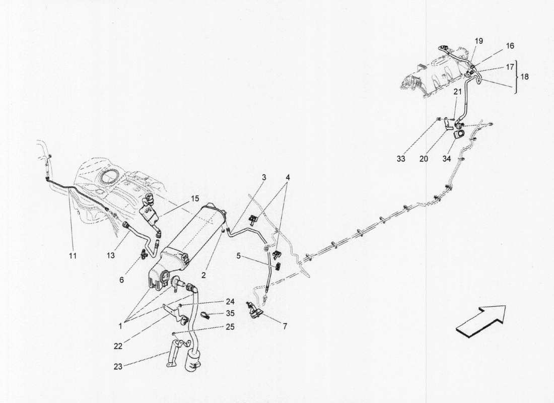 maserati qtp. v6 3.0 bt 410bhp 2015 fuel recirculation system part diagram