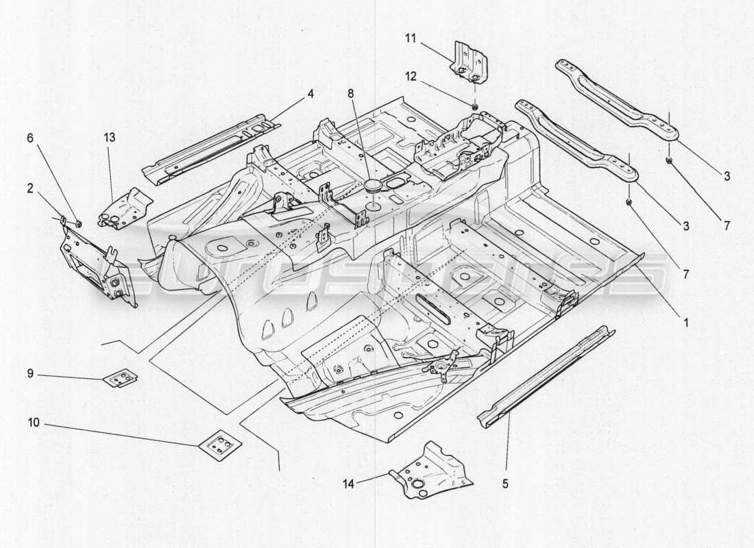 maserati qtp. v8 3.8 530bhp 2014 auto central structural frames and sheet panels part diagram