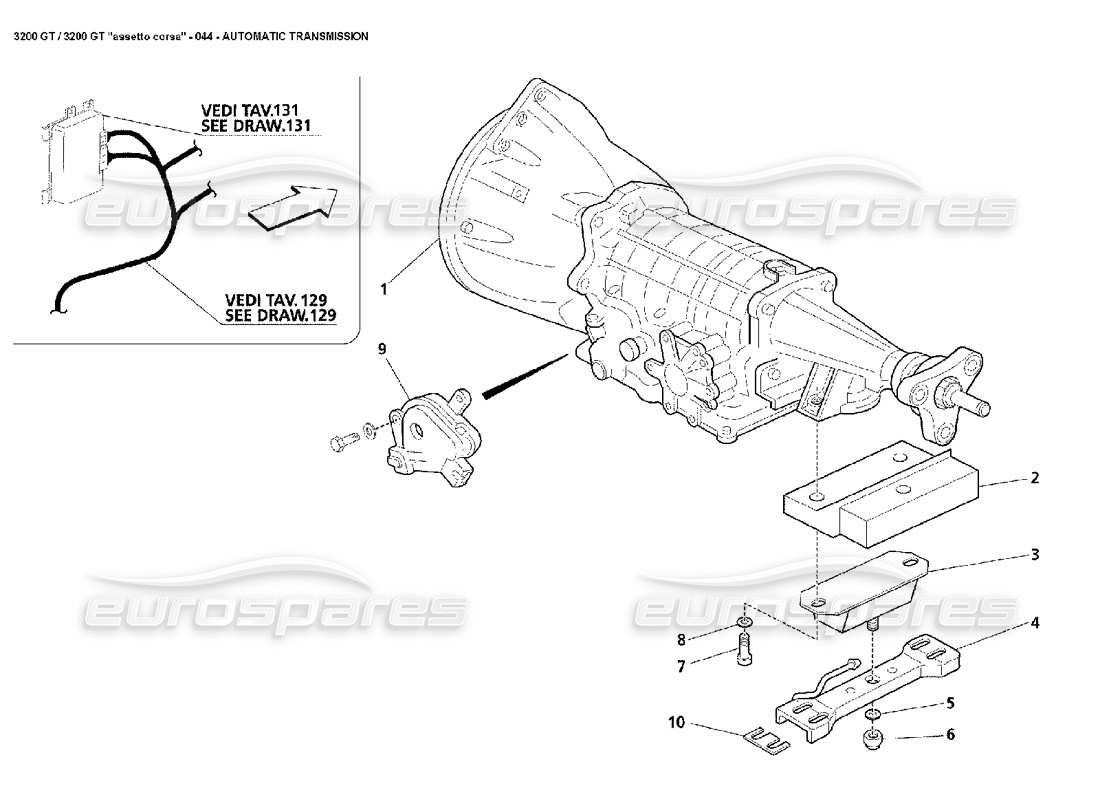 maserati 3200 gt/gta/assetto corsa auto gearbox parts diagram