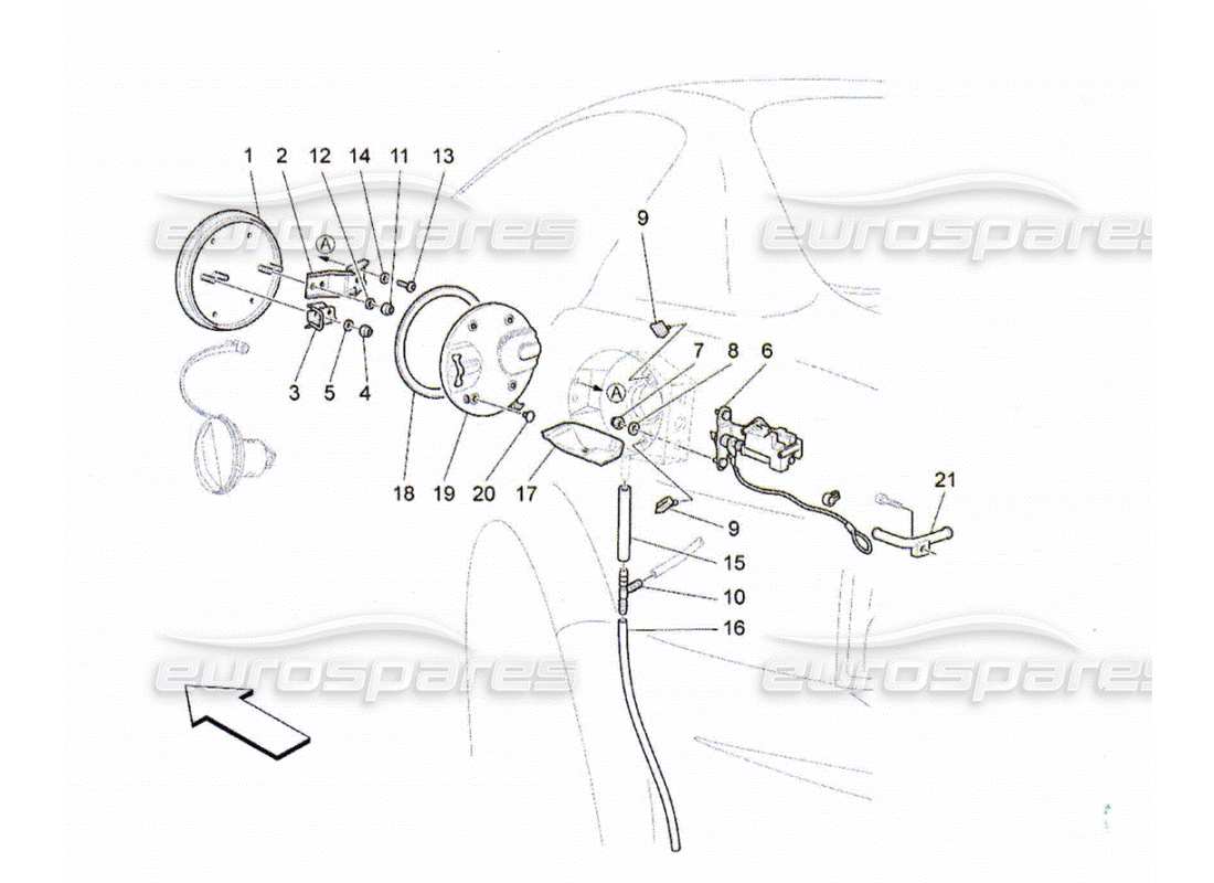 maserati qtp. (2010) 4.2 fuel tank door and controls part diagram